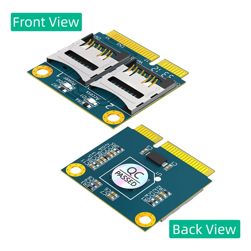 بطاقة محول PCIE صغيرة متينة إلى 2 Micro-SD بطاقة PCIE صغيرة إلى وحدة TF مزدوجة وحدة قارئ SSD للكمبيوتر المحمول، PCIE صغير إلى 2 محول Micro-SD
