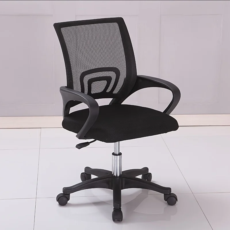 1pc Office Chair, Ergonomic Computer Chair, Rotating Scrolling Grid Task Gaming Chair, Mid-Back Adjustable Table and Chair