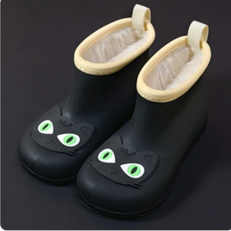 Botas De Lluvia Plush Rubber Boot for Children Winter Warm Boy Rain Shoe Anti Slip Girl Rain Boot Infant Kid RainGallop Kid Shoe