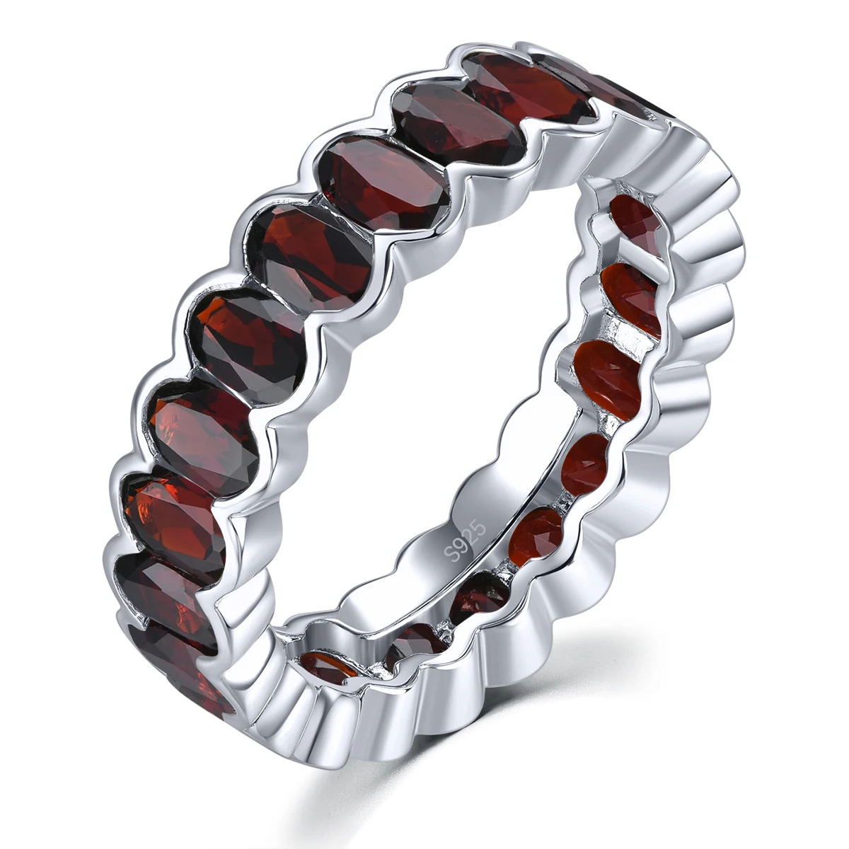 

Natural Red Garnet Solid Sterling Silver Rings 6.3 Carats Birthstone Unique Special Design S925 Fine Jewelrys Christmas Gifts