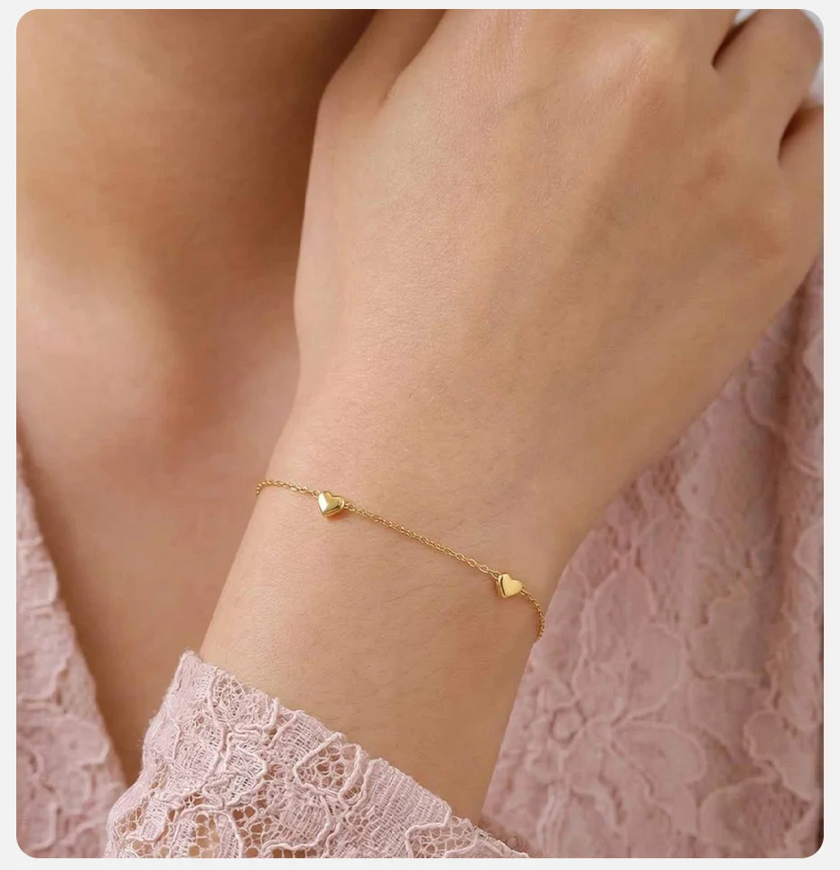 Vnox Minimalistisches 18K Vergoldetes Herzförmiges Kettenarmband für Frauen Rostfreier Stahl Tägliches Wasserdichtes Armband Schmuck – Detail 3