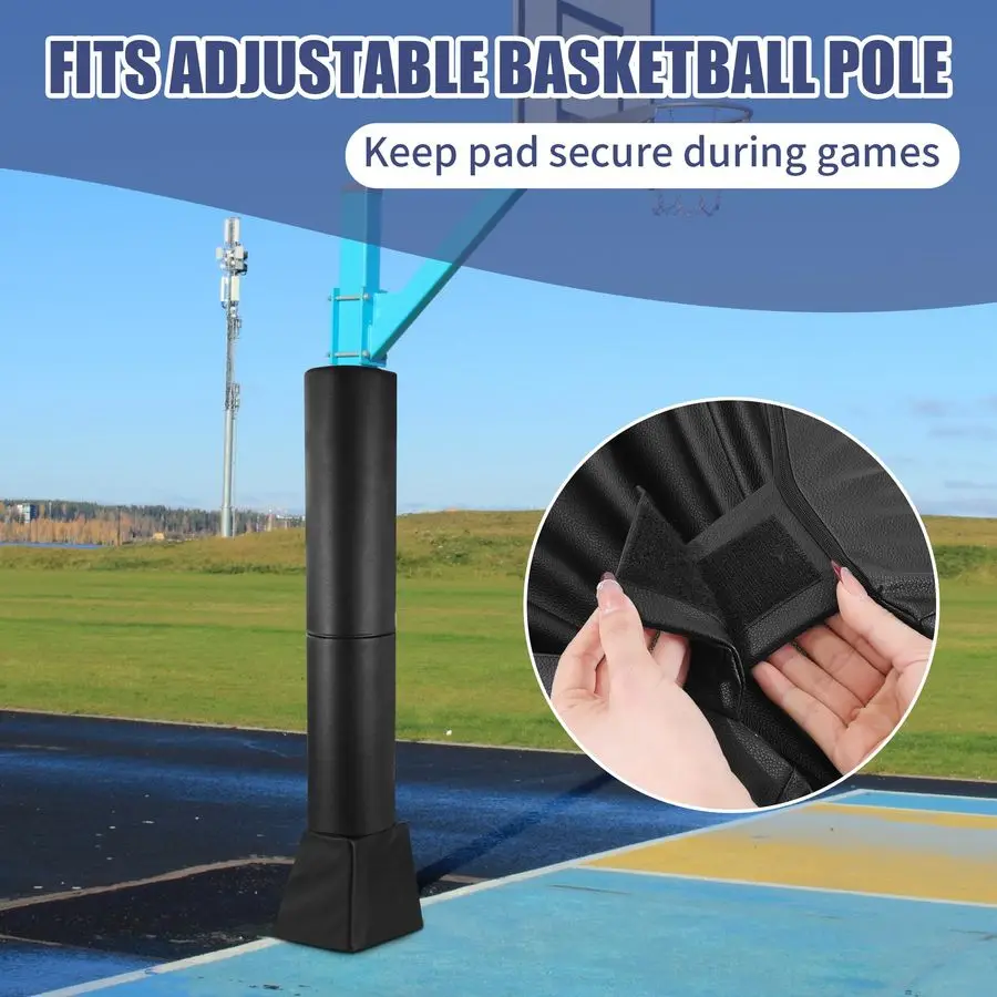 بطانة مربعة لعمود كرة السلة للتدريب، مرفق إرجاع كرة السلة شديد التحمل، وسادة حماية متينة مقاومة للماء