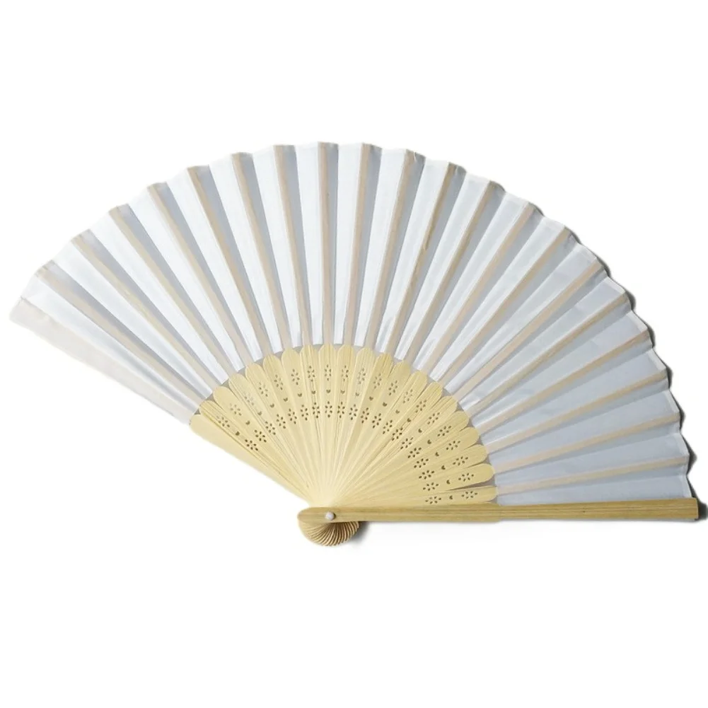 21cm White Fabric Wedding Fans Set of 10 for DIY Personalization Guest Comfort and Decorative Tabletop Elements