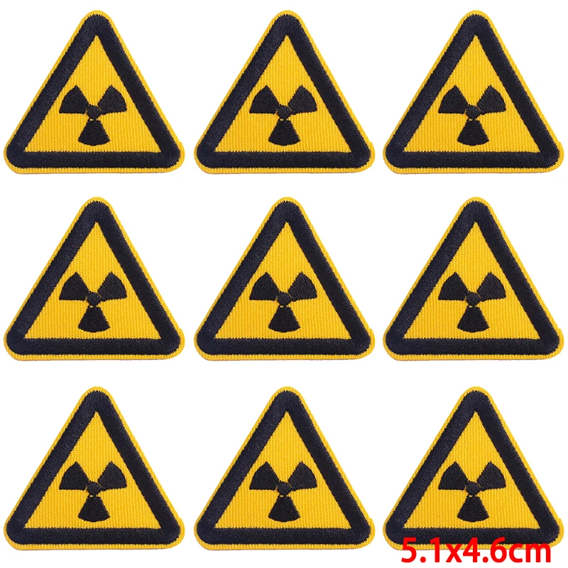 10Pcs/Lot Warning Sign Embroidery Patches For Clothing Danger Patch Iron On Patches On Clothes Prohibit Patch For Clothes Badges