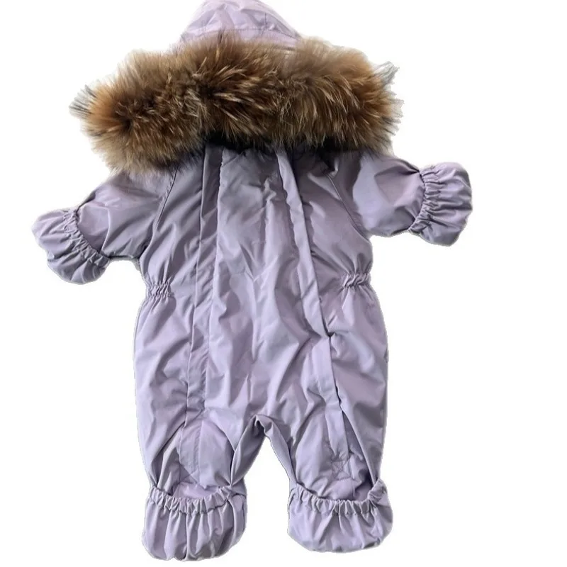 Girls' Cotton Ccoat 2026 Autumn And Winter New Print Fashionable Cute Thick Velvet Warm Jumpsuit Pure Outdoor Hooded Snow Jacket