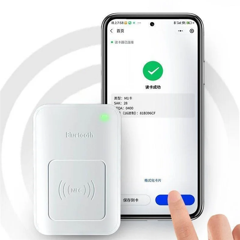 

Best Of 2025-NFC устройства для чтения и записи, устройство для чтения карт, декодер контроля доступа с шифрованием, совместимый с телефоном Bluetooth ICID