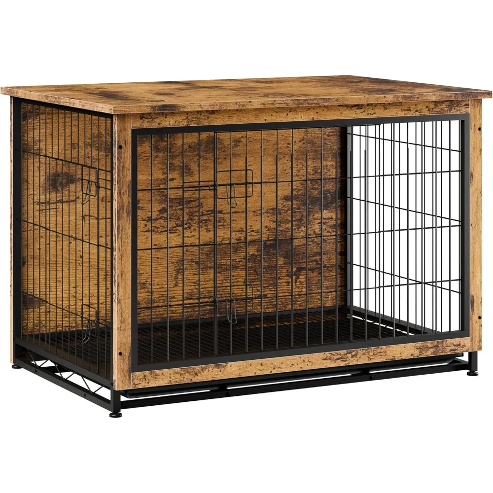 

Dog Crate Furniture, Side End Table, Modern Wooden Kennel for Dogs Indoor, Heavy-Duty Dog Cage with Multi-Purpose Removable Tra