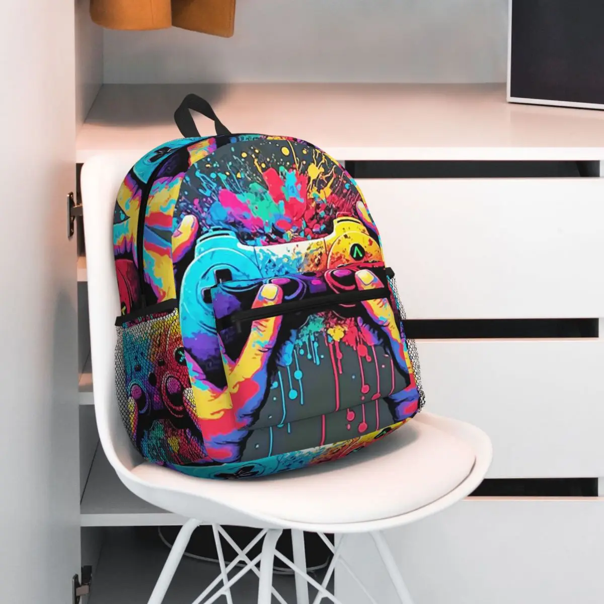I Paused My Game To Be Here Print Video Game Gamepad 1 Backpack Student BookBag School Bag Computer Shoulder Bags for Boys Girls