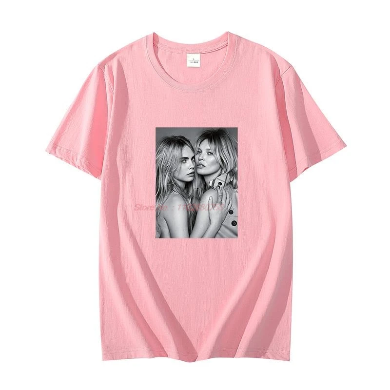 Fashion graphic t shirts Kate Moss Cara Delevingne Cotton oversize short sleeve t-shirts O-neck T-shirt Summer Men\'s clothing