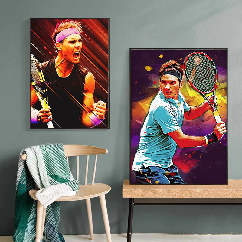 لاعبي التنس قماش اللوحة الملصقات والمطبوعات الرياضة الفن قماش صور فنية للجدران لغرفة المعيشة ديكور المنزل الحديث