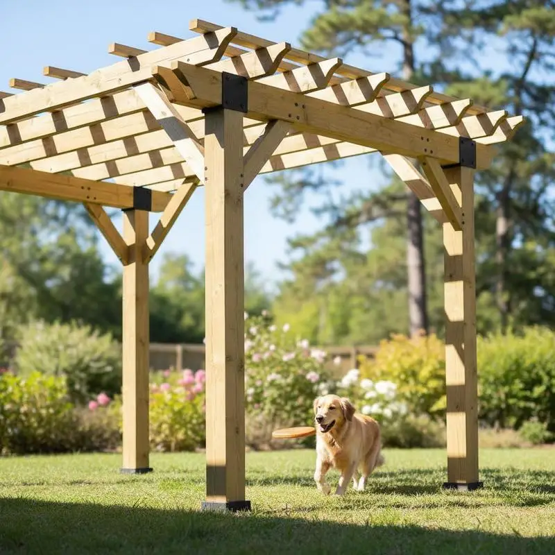 

Arbour Post Connector 4''x4'' For Gazebos Patio Pergolas Log Cabins, 2pcs 4-Way Corner Junction Woodworks DIY Kit Heavy Duty Outdoor Pergola Hardware Easy Installation Wooden Beams Accessory