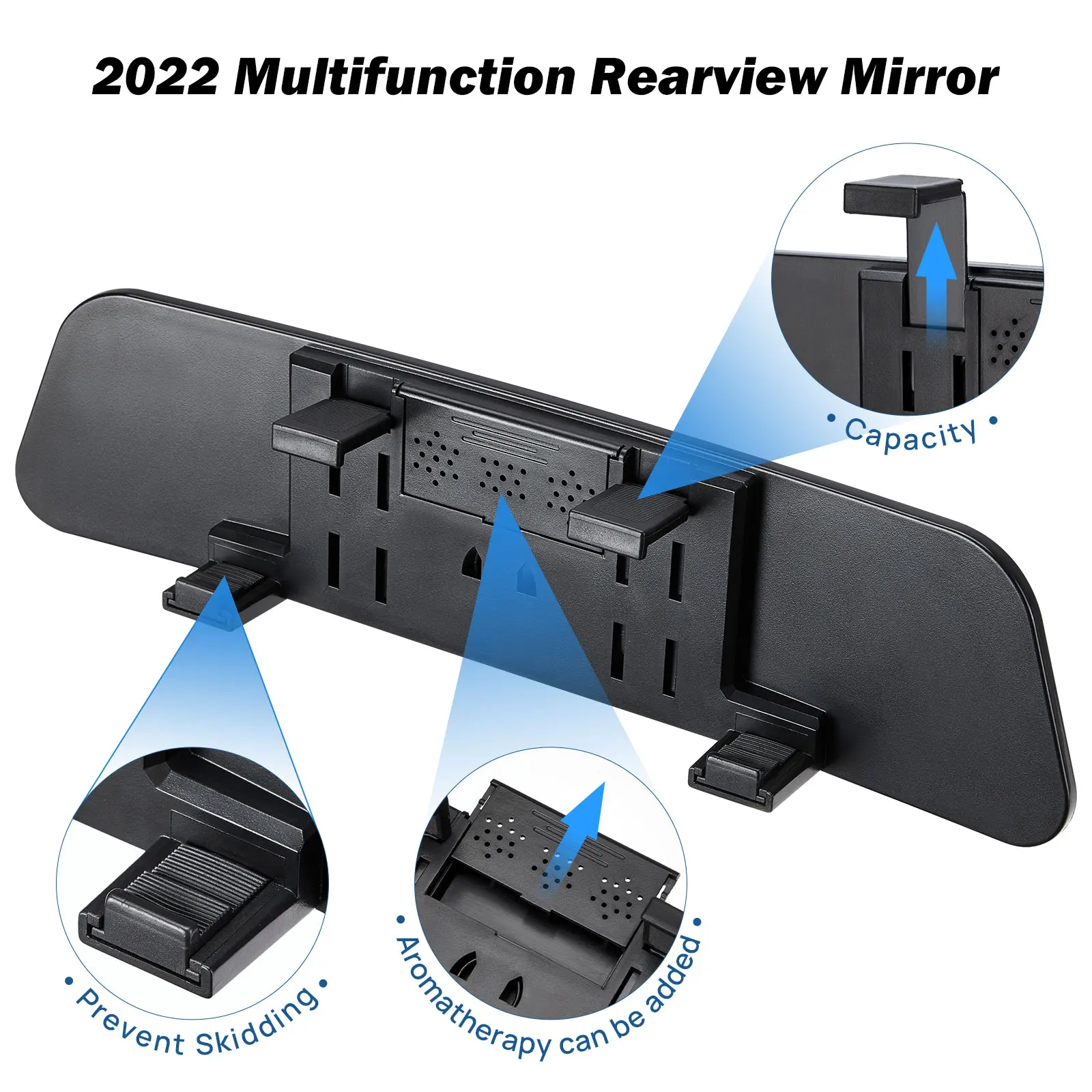 Car Rearview Mirror 12 Inch Panoramic Anti-Glare Clip-on Wide Angle Convex Universal For Car SUV Trucks Interior Accessories