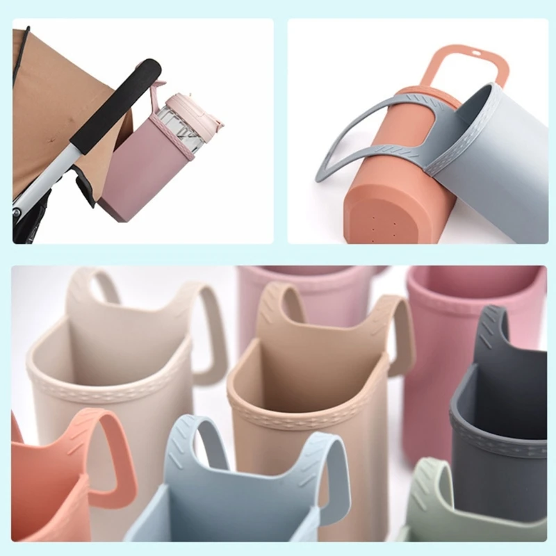 Portavasos para cochecito F62D, organizador botellas agua silicona para silla ruedas, organizadores accesorio