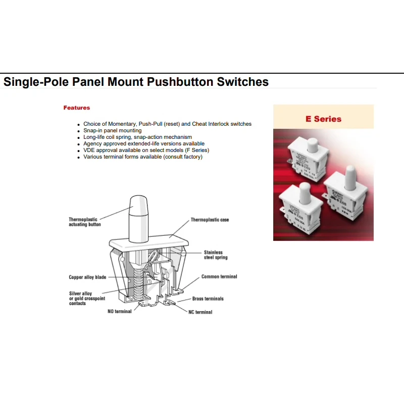 1pcs/lots Germany CHERRY F68-30A E68 Refrigerator Switch 3-Pin Push Button Reset Non-Locking Keypad 0.1A