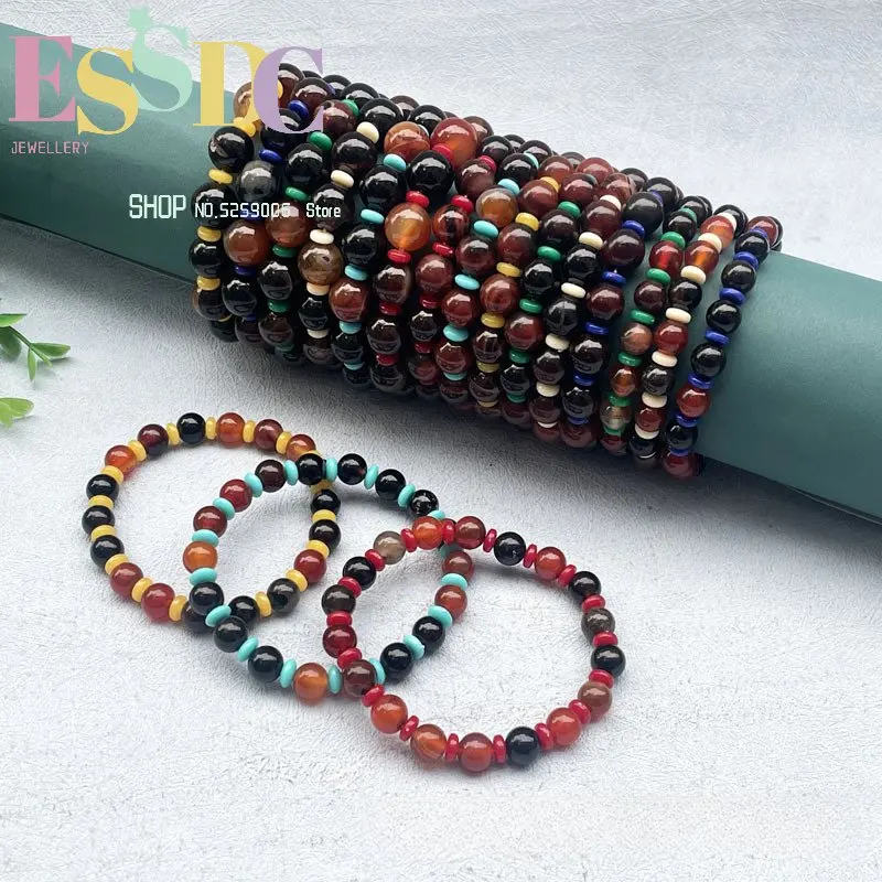 Exquisite jewelry agate bracelet for men and women round bead single circle bracelet AB grade chalcedony daily accessories gift