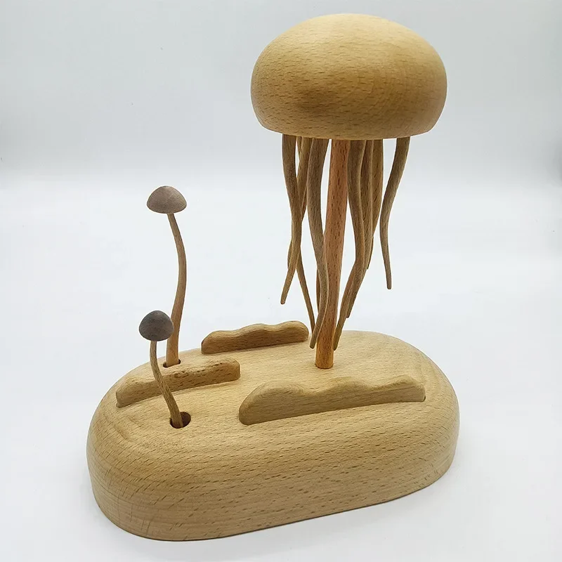 

Beech light luxury ornament, Christmas creative souvenir, tabletop ornament, holiday gift, wooden mechanical jellyfish crafts