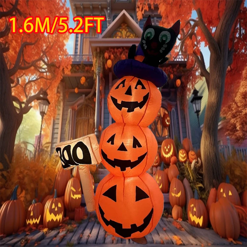 

Inflatable Toy Black Cat Pumpkins Halloween Inflatable Model Luminous Inflatable Model Halloween Atmosphere Decoration Model