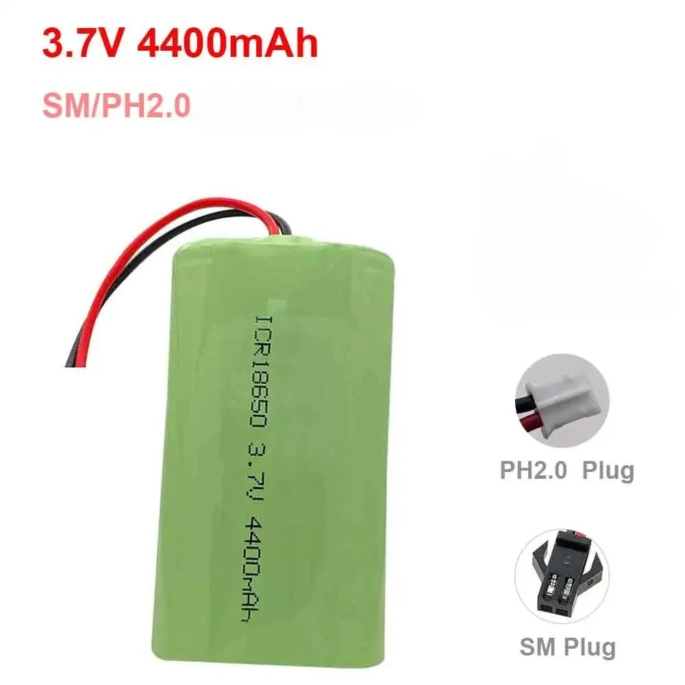 

18650 Lithium Battery 3.7V 4400mAh Rechargeable Battery Pack Megaphone Speaker Flashlight Toys Protection Board SM/PH2.0 Plug