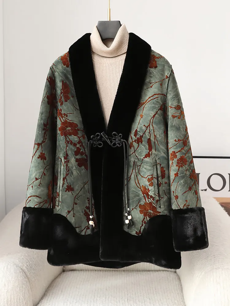 Abrigo de mamá, elegante para mujer, piel de visón, piel para personas de mediana edad y mayores, piel de visón dorada, abrigo de abuela