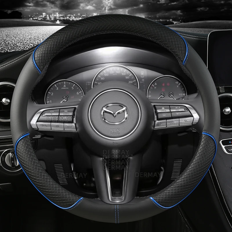 PU Leather DERMAY Car Steering Wheel Cover for Mazda6 ATENZA Mazda3 Axela Mazda5 2 CX3 CX4 CX5 CX7 RX8 Miata Auto Accessories