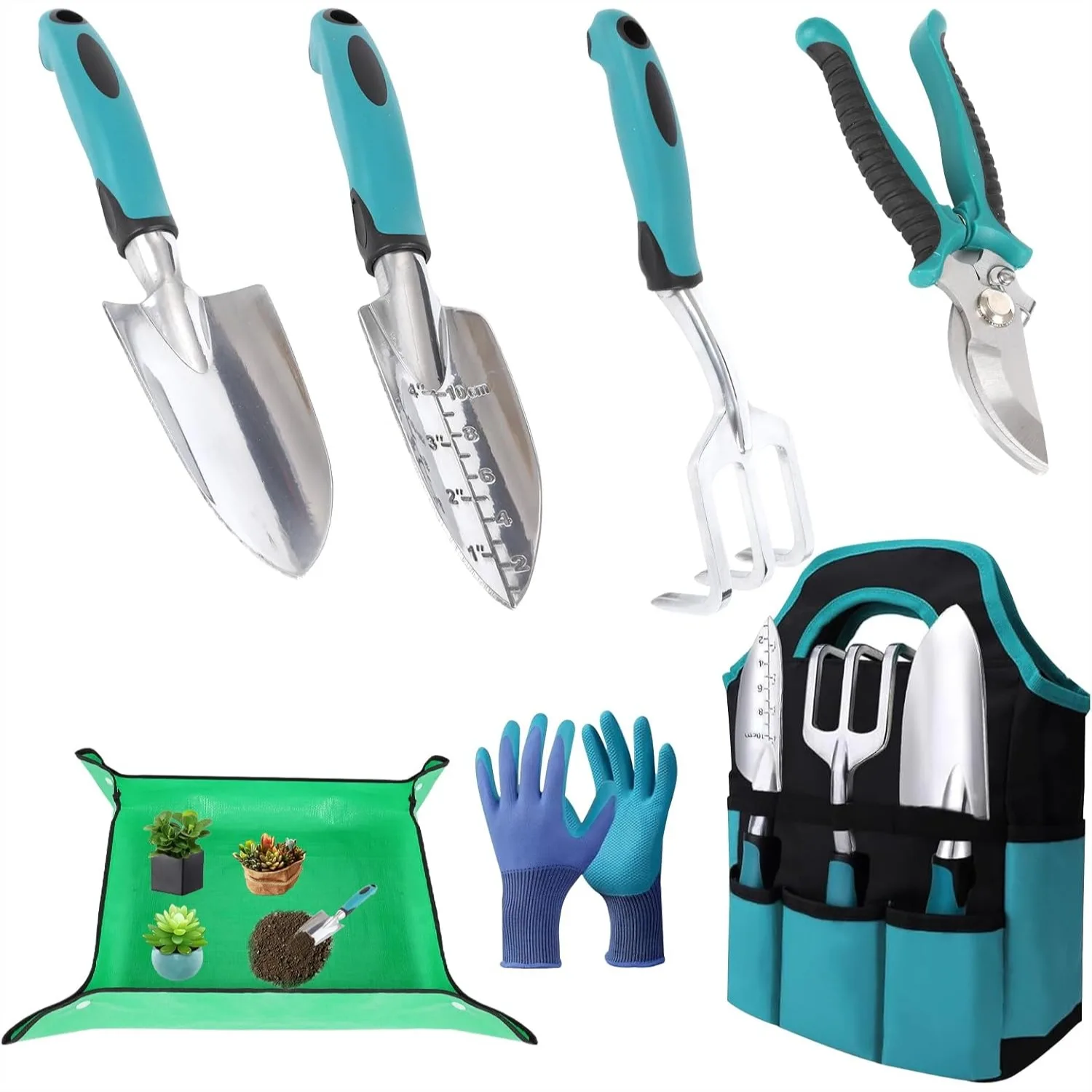 

Gardening Tool Set with Non-Slip Handles, Lightweight Aluminum Alloy Hand Tools with Gloves, Ideal Gift for Women and Men