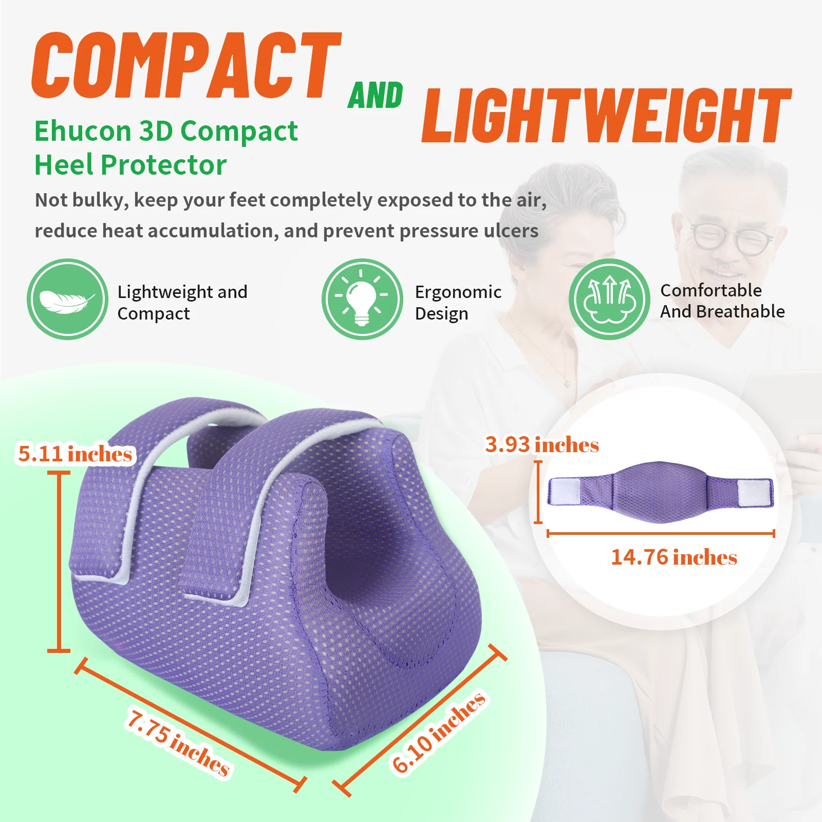 Ehucon Heel Protection Foot Wedge Cushion Relief Pressure Ankle Elevation Pillow for Foot Pain Bedridden Patient Pack of 1pc