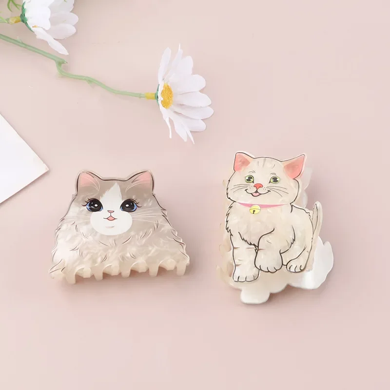 Sparkling girl new cartoon cute cat hairpin creative personality PVC board two-dimensional cat scratch clip