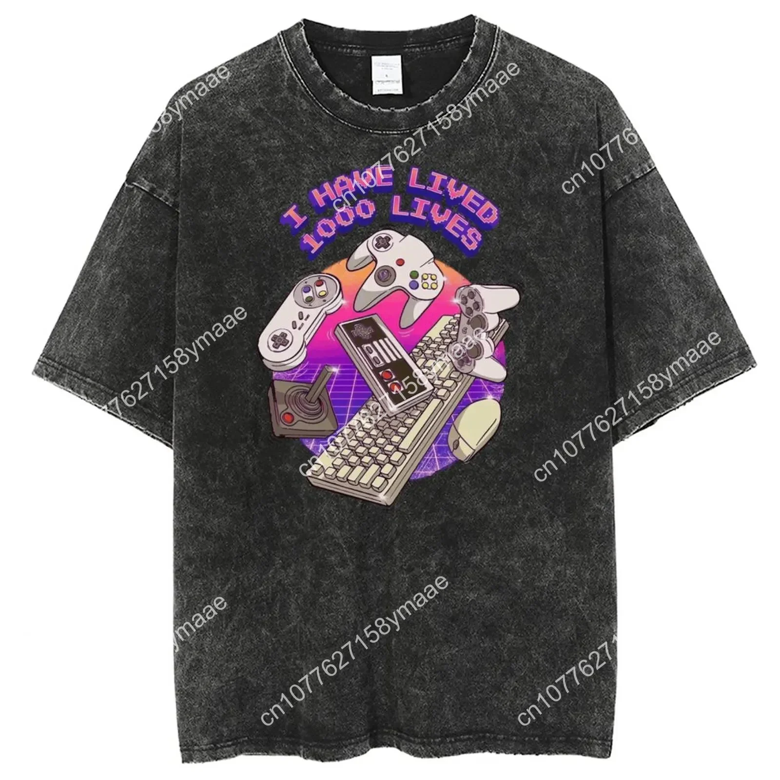 Crazy World Break In Washed Tshirts Men Women Harajuku T-shirt Casual Tops Streetwear Oversized T Shirts