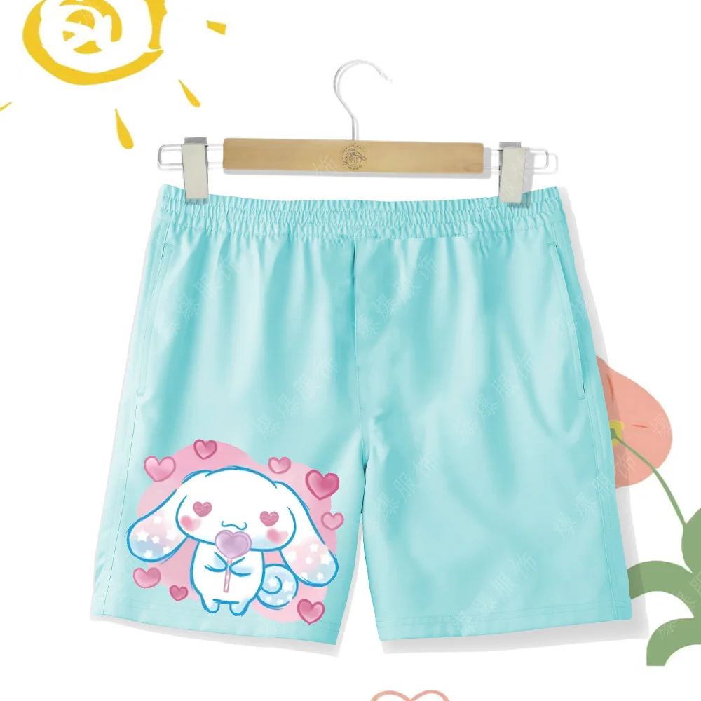 2024 New Multi Color Cartoon Print Cinnamoroll Children's Beach Pants Swimming Entertainment Breathable Quick Drying Shorts