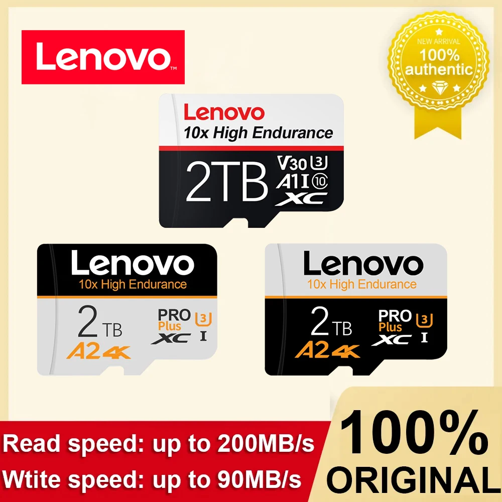 Lenovo-Cartão Micro TF SD à prova d'água, Cartão Flash, Cartão de memória para Nintendo Switch, Classe 10, 1TB, 2TB, 512GB, 256GB, 128GB