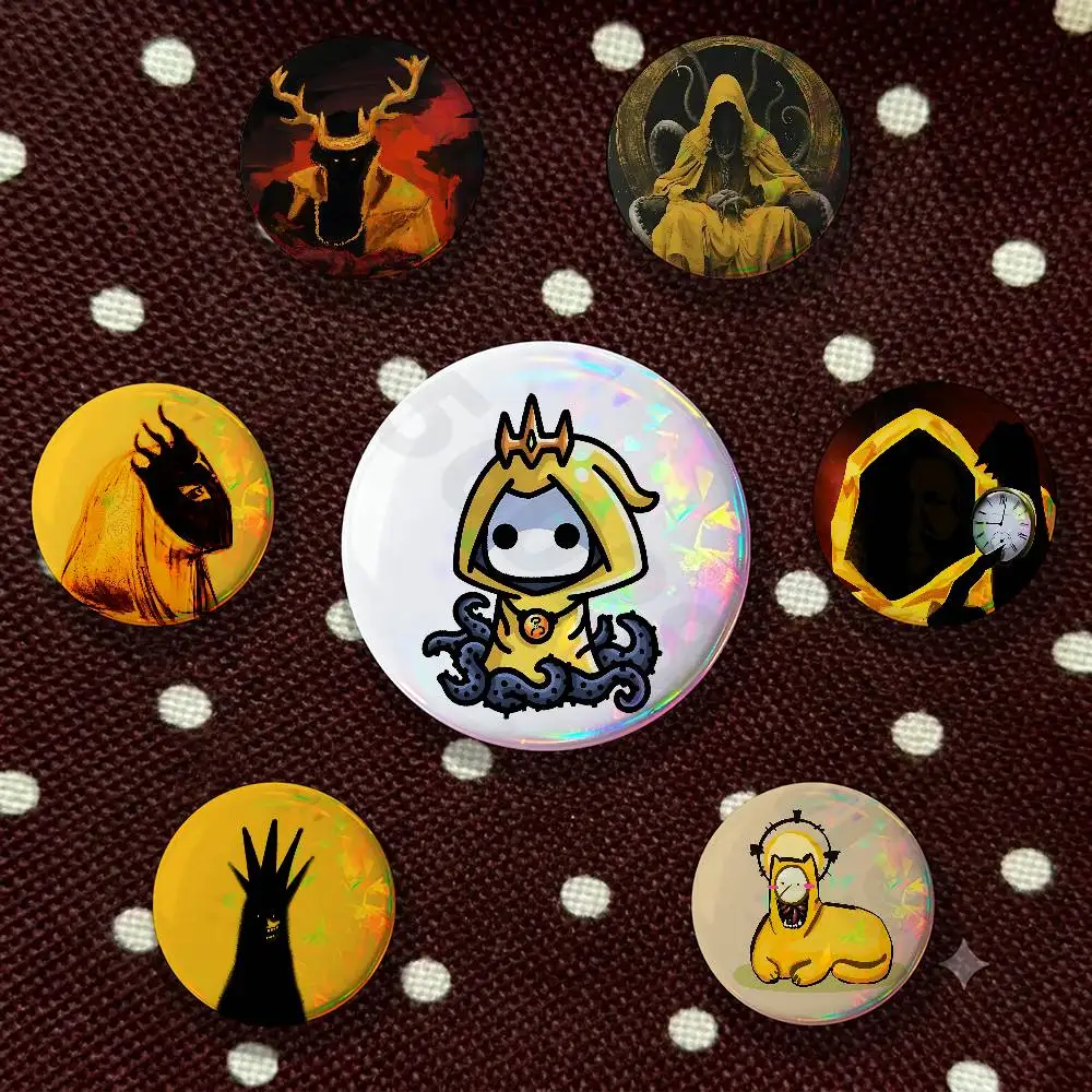 H-hastur the king in yellow Tinplate Enamel Pins Creativity Printed Pictures Text Metal Lapel Badges Brooches
