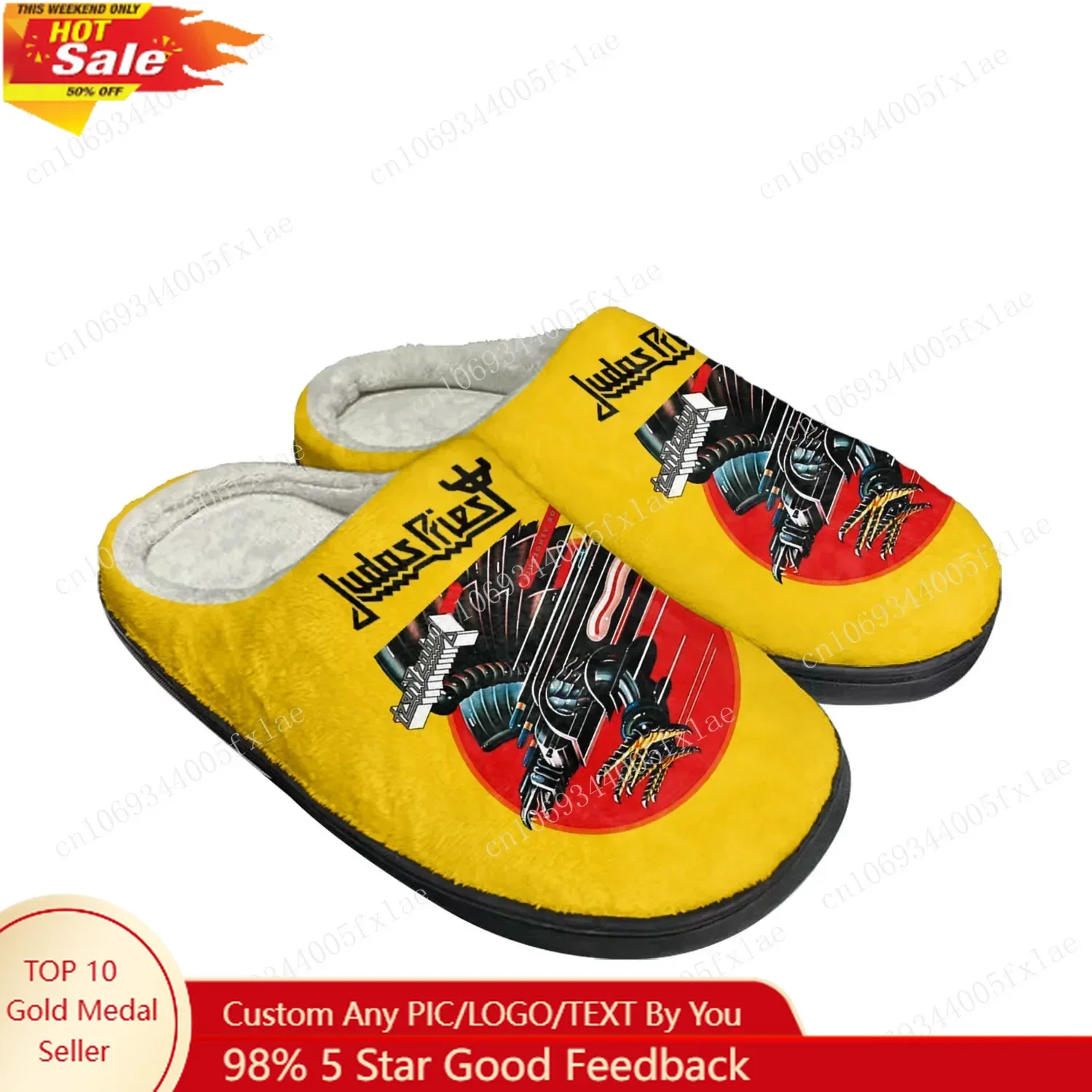 

Judas Priest Heavy Metal Rock Band, домашние хлопковые тапочки на заказ, мужские и женские сандалии, плюшевая теплая обувь для спальни, термотапочки