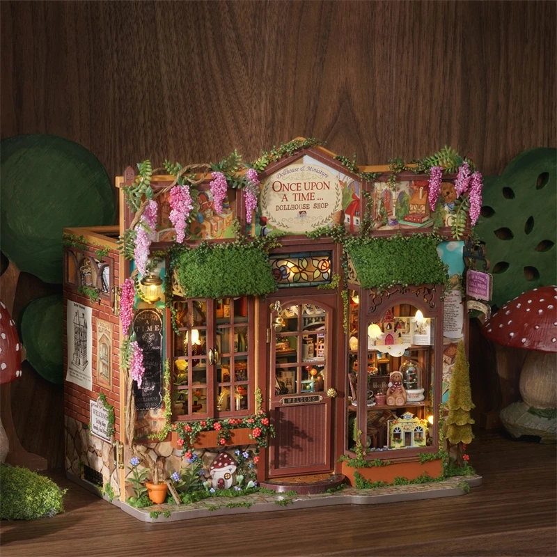 DIYコテージおとぎ話王国レアハウスクリエイティブ木製オーナメントショップモデルおもちゃ女の子男性ギフトカラーボックススプライシングオーナメント新