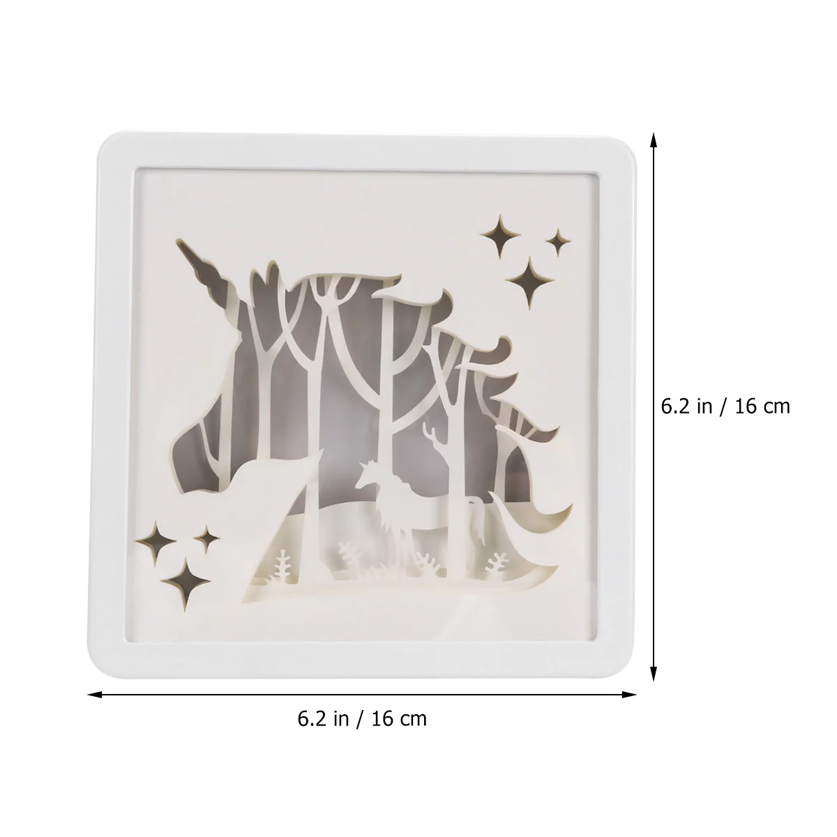 صندوق إضاءة نحت ورقي ثلاثي الأبعاد يونيكورن مربع ريترو أبيض للإضاءة الزخرفية الداخلية المحمولة معلقة للتخييم للاستخدام الليلي #2