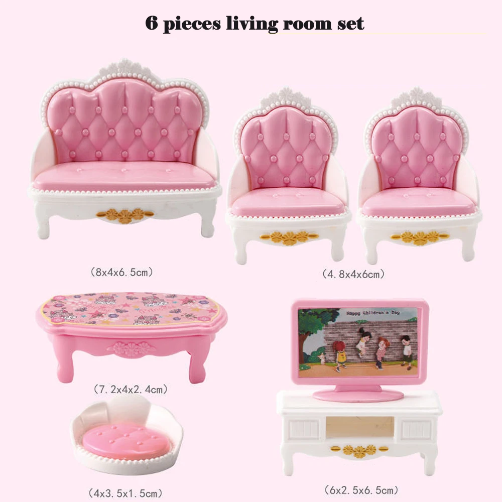 10 articoli Kawaii rosa miniatura casa delle bambole accessori per mobili giocattoli per bambini bagno camera da letto cucina cose da cucina per il