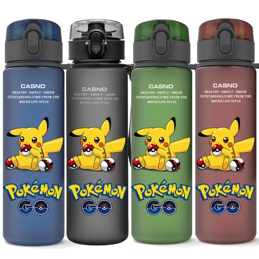 Anime Pokemon Pikachu Squirtle Bulbasaur Charmander Portable Cup Outdoor Fitness Sports World Famous Paintings Water Bottle