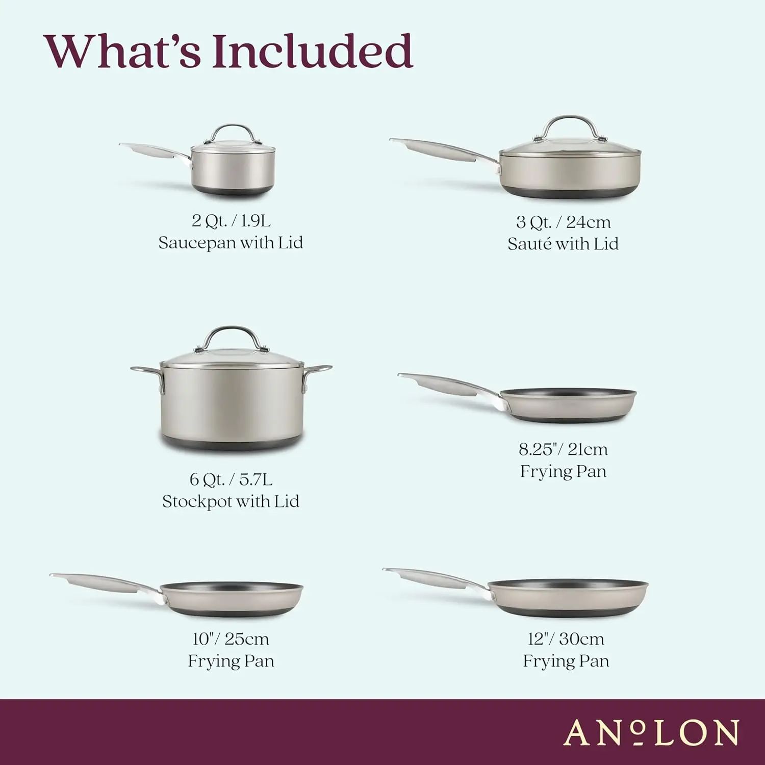 Achieve Hard Anodized Nonstick Cookware Pots and Pans Set 9 Piece Very Easy To Clean, Looks Newer and More Durable