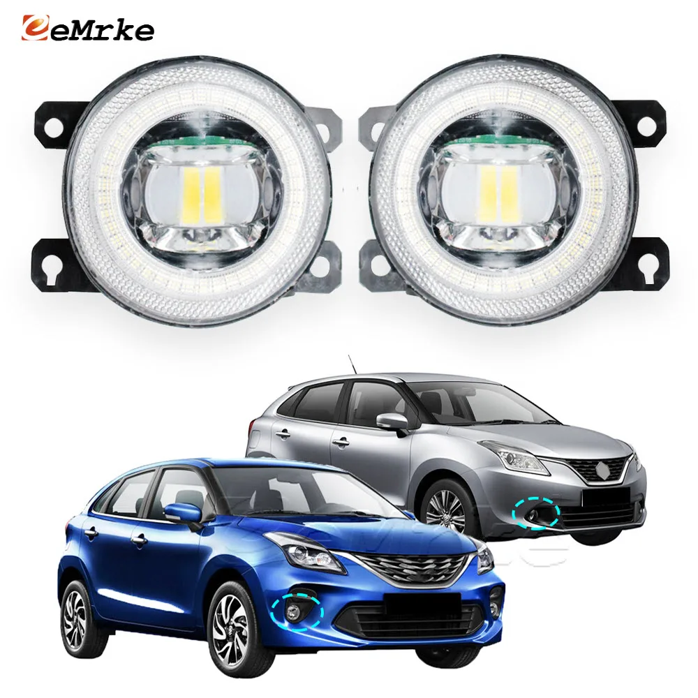 Led Front Bumper Car Light for Suzuki Baleno 2016 2017 2018 2019 2020 2021 Fog Lamp Assembly Lens Angel Eye DRL Driving Halo