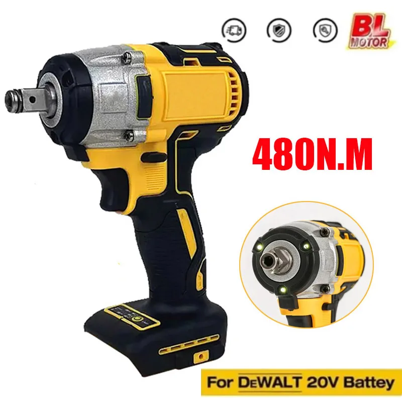 

480N.m Brushless Impact Wrench Cordless Electric Driver 2 Gears Power Tools for Dewalt 20V Battery