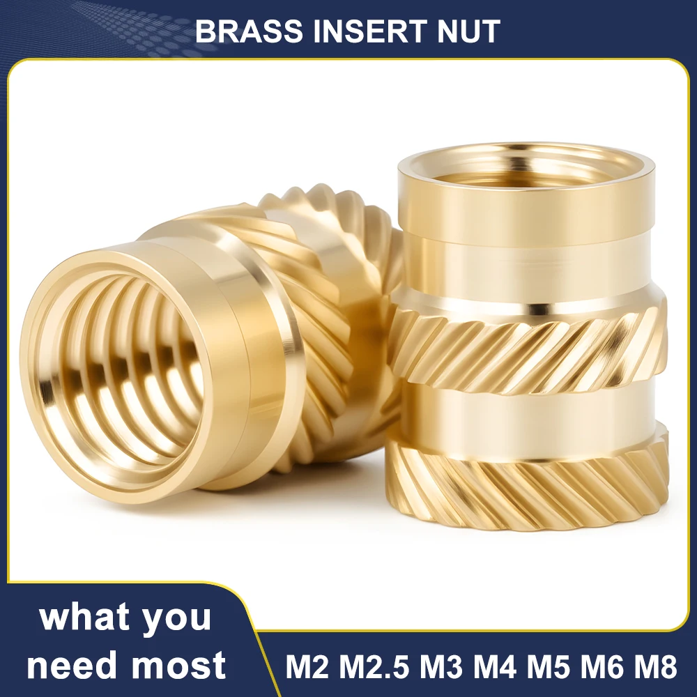 M2 M2.5 M3 M4 M5 M6 M8 Heat Set Threaded Insert Brass Nut Hot Melt Knurled Inserts Double Twill Embedment Copper Nuts 50-300pcs