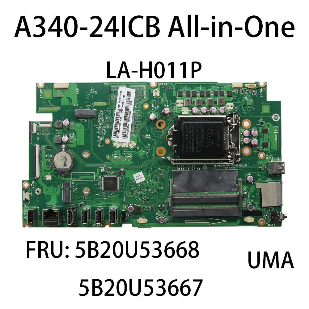 Laptop Motherboard For Lenovo A340-24ICB All-in-One LA-H011P With Motherboard FRU:5B20U53668 5B20U53667 01LM717 UMA