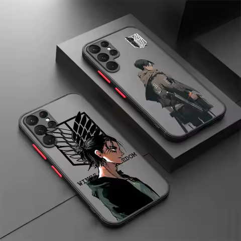 Anime A-Attack On T-Titan Frosted Translucent For Samsung Galaxy S24 S23 S22 S21 S20 FE S10 S9 S8 Plus Ultra Pro 5G Funda