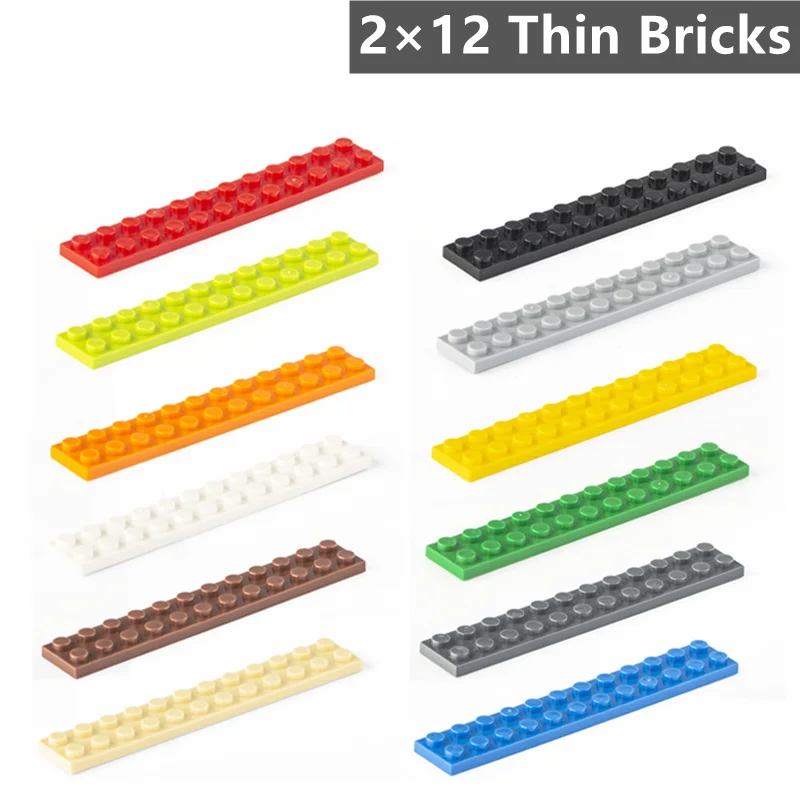 15Pcs/Lot Building Blocks Thin Figures Plate Bricks 2×12 Dots Compatible 2445 City Moc Diy Kids Creative Assembly Toys Gifts