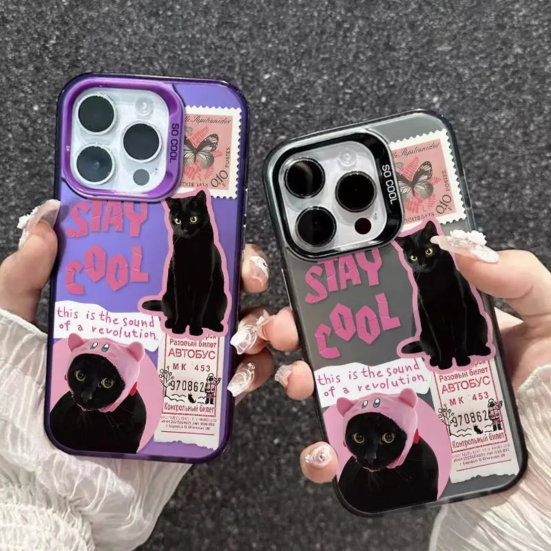 

Korean Phone Case for iPhone 17 Air 16 Pro Max 15 14 13 Plus 12 11 Case Camera Protection Anti-Shock for Male Female Ins Kitten