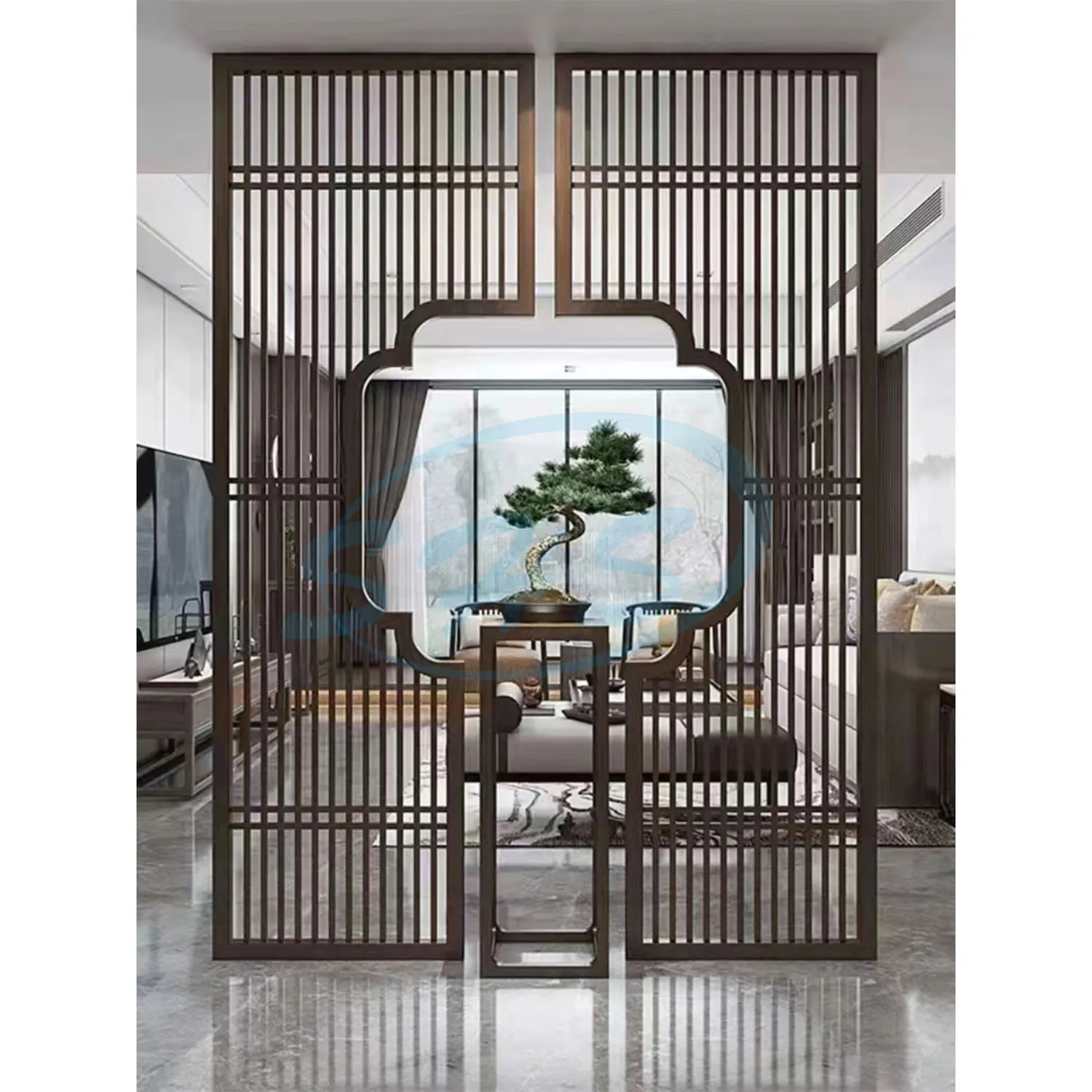 Modern Chinese Style Metal Room Divider Color Decorative Stainless Steel Laser Cut Screen Partition