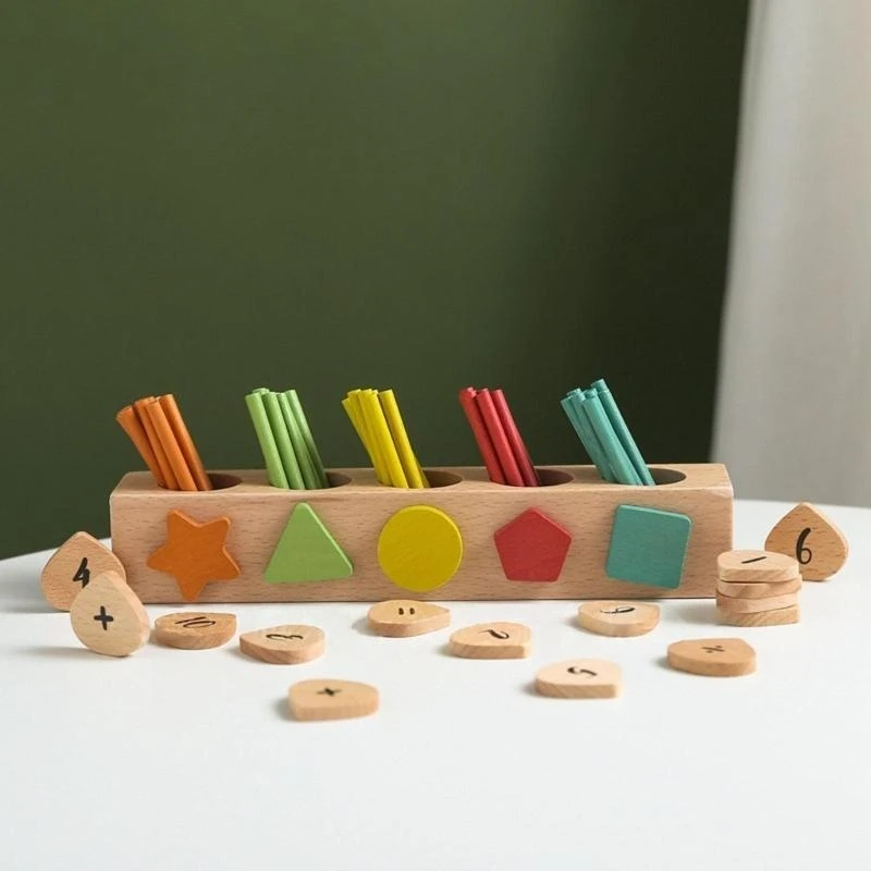 Wooden Math Training Preschool Numbers Counting Columnar Calculation with Interest Math Training 15UB