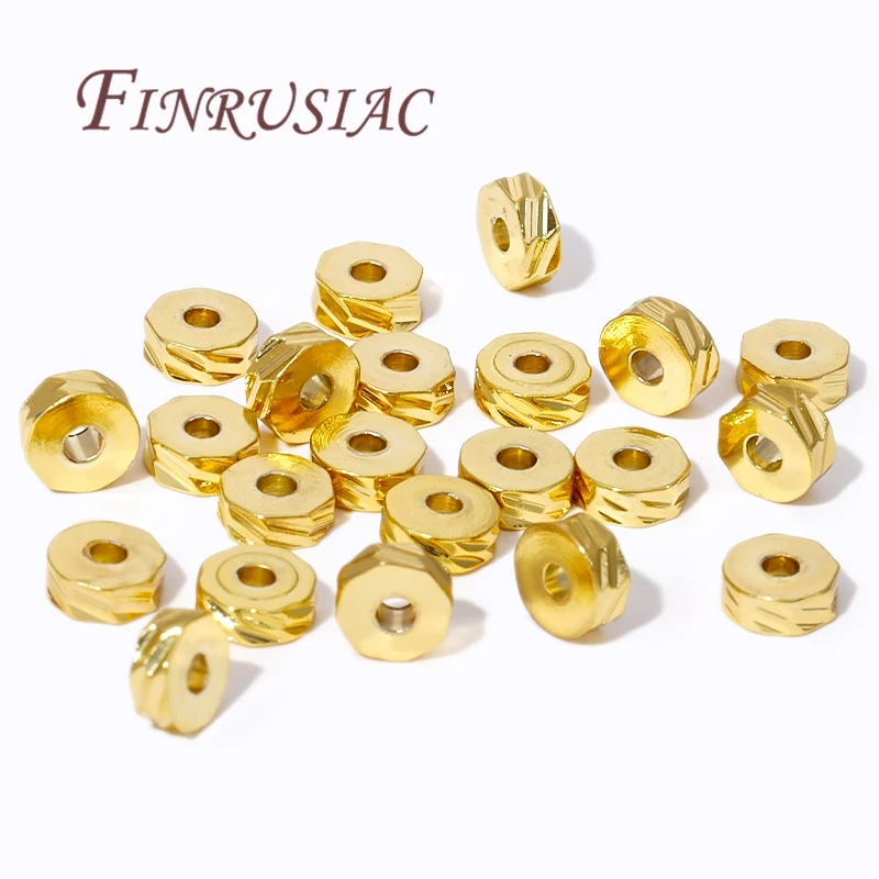 18K Gold Plated 4/5/6mm Spacer Beads For Jewelry Making,Bead Separators For Bracelets,Metal Round Beads,DIY Beading Accessories