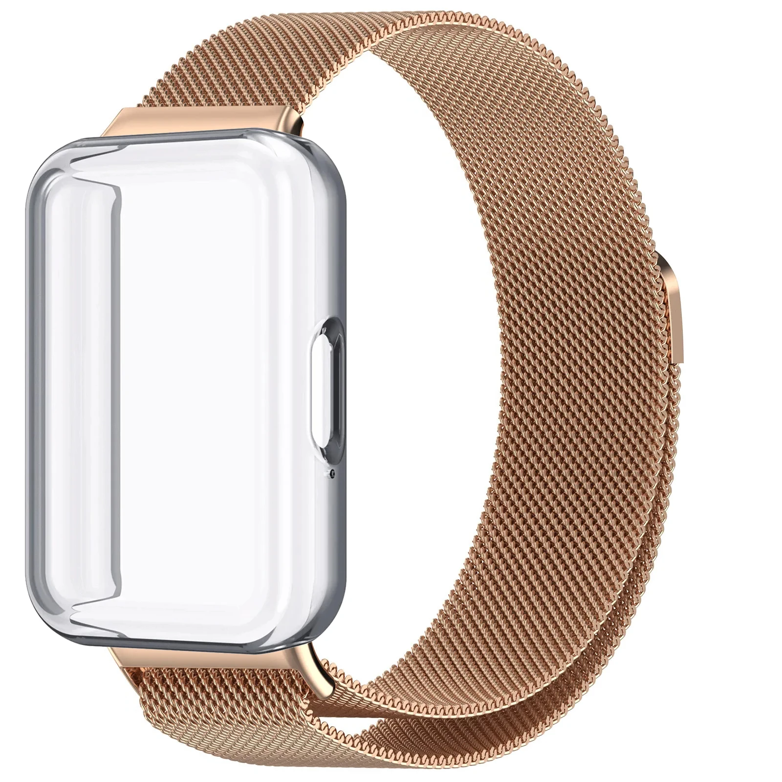 Strap+Case for Samsung Galaxy Fit 3 SM-R390 Milanese Metal Bracelet for Samsung Galaxy Fit 3 Smart Watch TPU Protective Cover