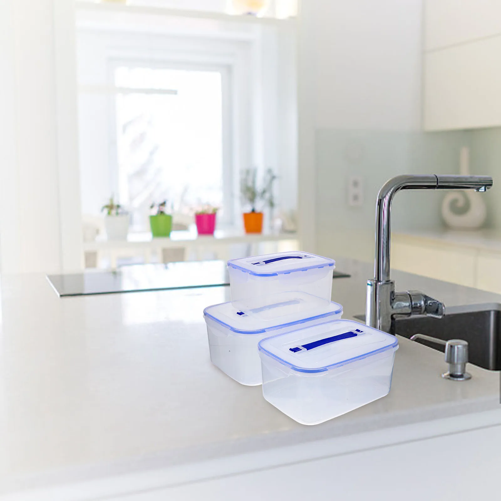 3 pezzi scatole per la conservazione degli alimenti contenitori sigillati materiale PP manico trasparente chicchi di grano organizzatore di cereali cucina ermetica