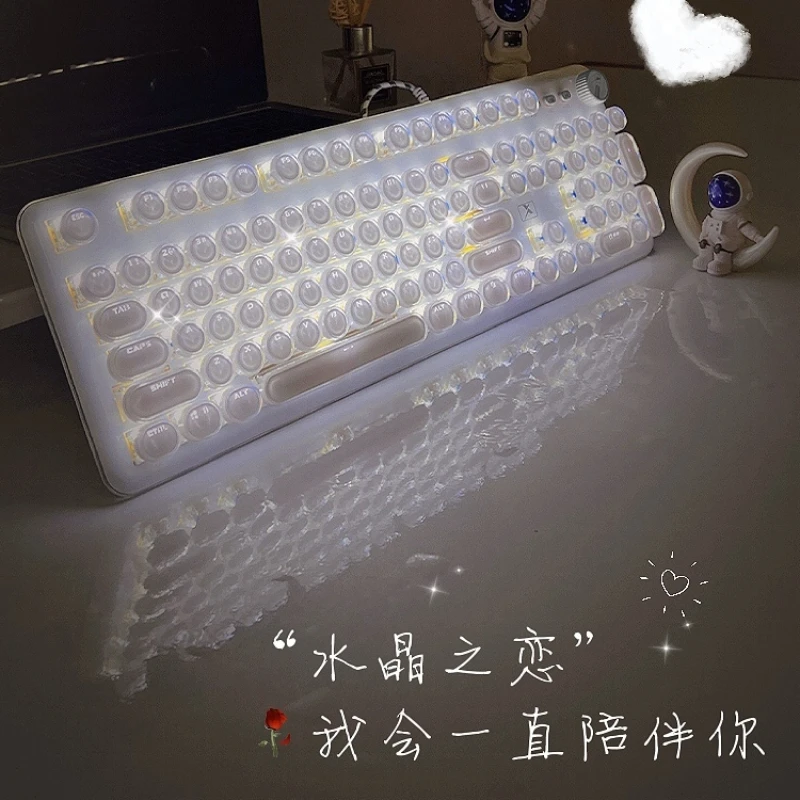 K520 True Mechanical Keyboard Punk Female Office Transparent Crystal Computer Wired